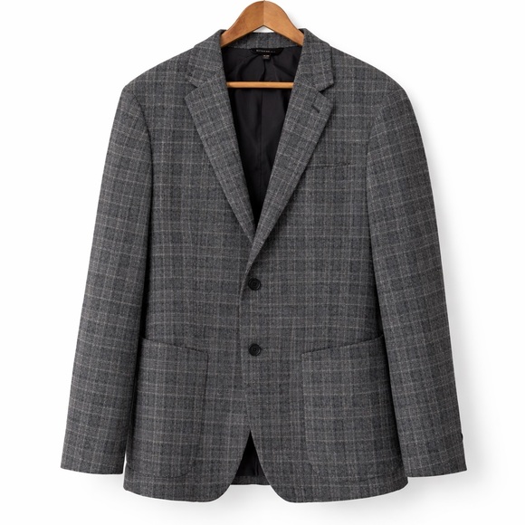 Banana Republic 44R Gray Plaid Wool Blend Blazer Sport Coat 44 Regular - Picture 1 of 7